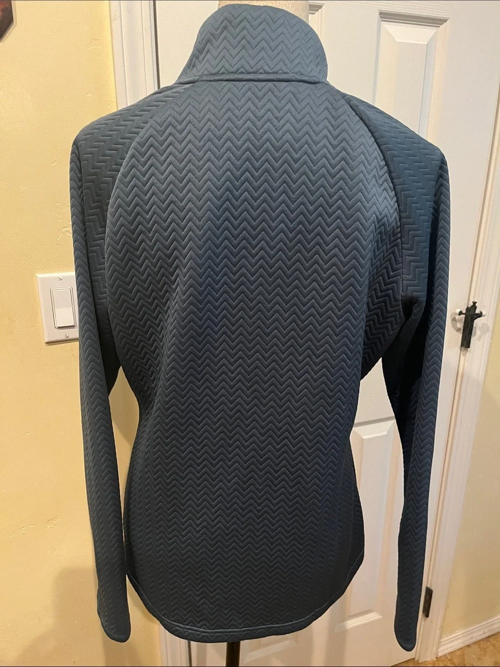 adidas Chevron-Quilted Full-Zip Jacket — Slate Blue